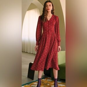 Elegant Red Polka Dot Dress